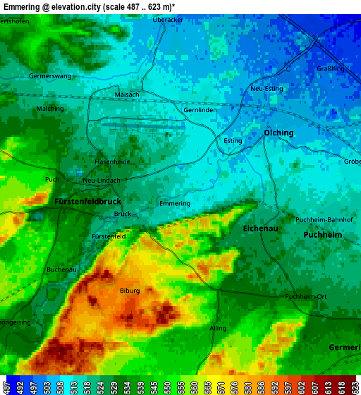 Zoom OUT 2x Emmering, Germany elevation map