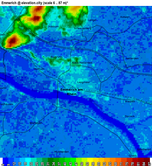 Zoom OUT 2x Emmerich, Germany elevation map