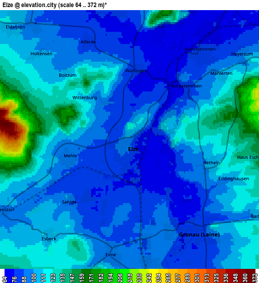 Zoom OUT 2x Elze, Germany elevation map