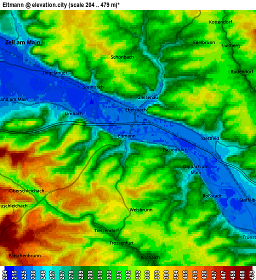 Zoom OUT 2x Eltmann, Germany elevation map