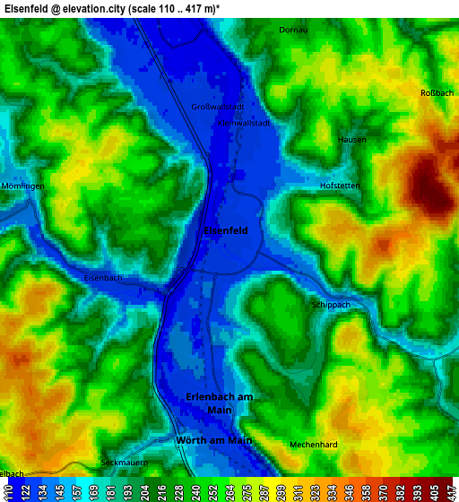 Zoom OUT 2x Elsenfeld, Germany elevation map