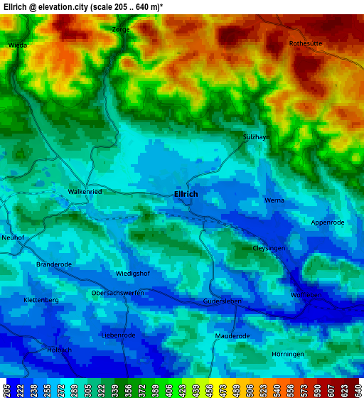 Zoom OUT 2x Ellrich, Germany elevation map