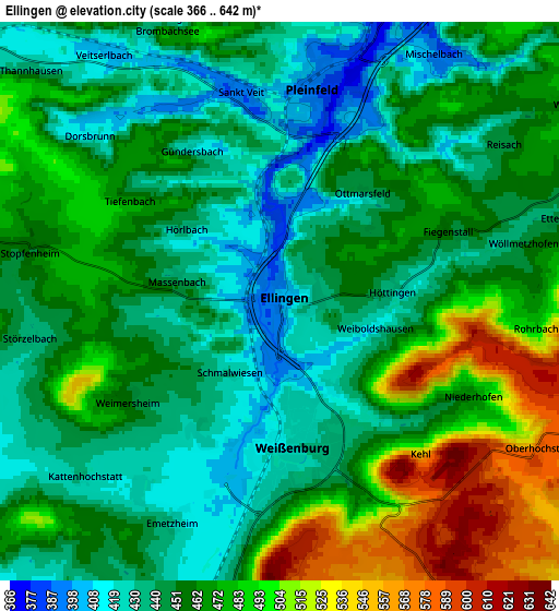 Zoom OUT 2x Ellingen, Germany elevation map