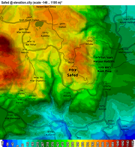 Zoom OUT 2x Safed, Israel elevation map