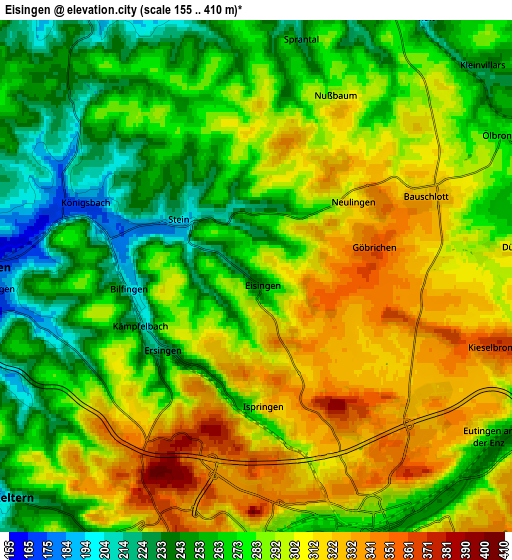 Zoom OUT 2x Eisingen, Germany elevation map