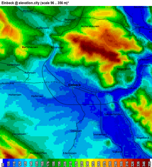Zoom OUT 2x Einbeck, Germany elevation map