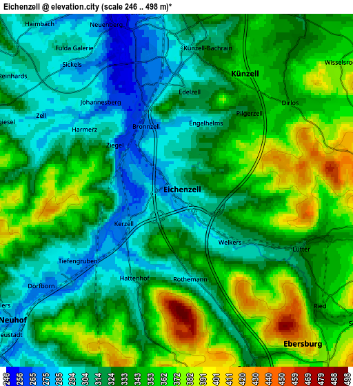 Zoom OUT 2x Eichenzell, Germany elevation map