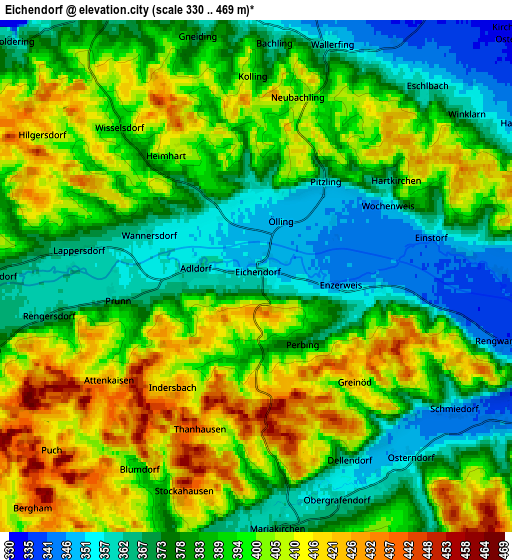 Zoom OUT 2x Eichendorf, Germany elevation map