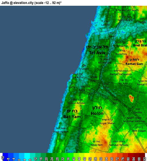 Zoom OUT 2x Jaffa, Israel elevation map