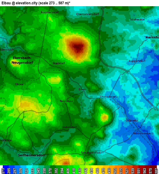 Zoom OUT 2x Eibau, Germany elevation map