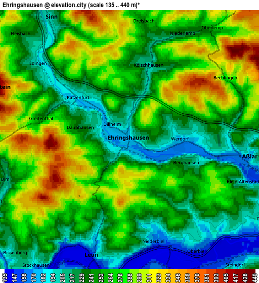 Zoom OUT 2x Ehringshausen, Germany elevation map