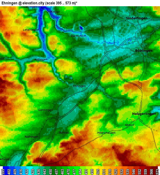 Zoom OUT 2x Ehningen, Germany elevation map