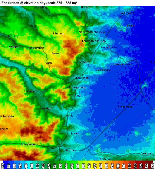 Zoom OUT 2x Ehekirchen, Germany elevation map