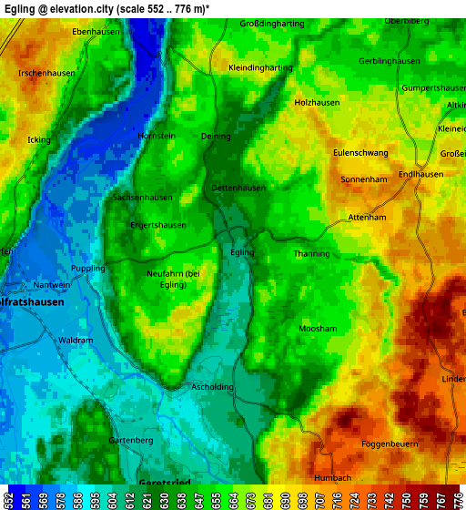 Zoom OUT 2x Egling, Germany elevation map