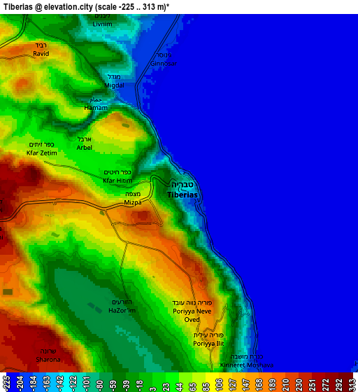 Zoom OUT 2x Tiberias, Israel elevation map