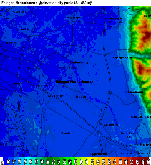 Zoom OUT 2x Edingen-Neckarhausen, Germany elevation map
