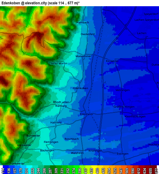 Zoom OUT 2x Edenkoben, Germany elevation map