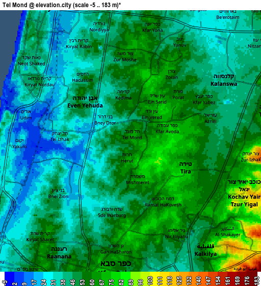 Zoom OUT 2x Tel Mond, Israel elevation map