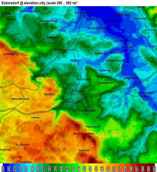 Zoom OUT 2x Eckersdorf, Germany elevation map