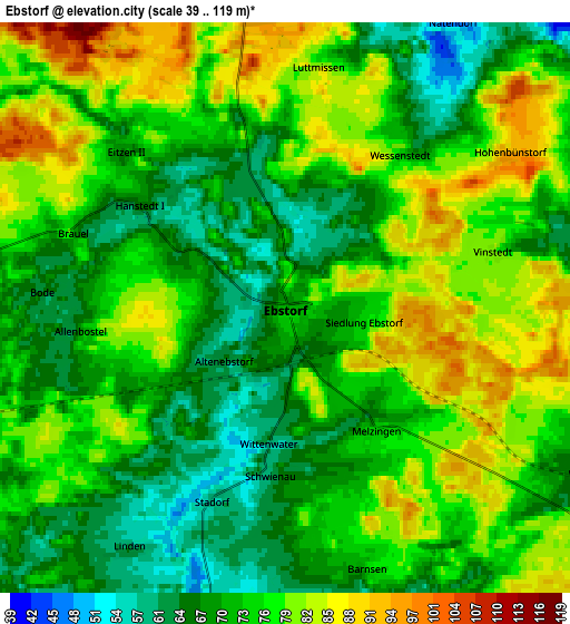 Zoom OUT 2x Ebstorf, Germany elevation map