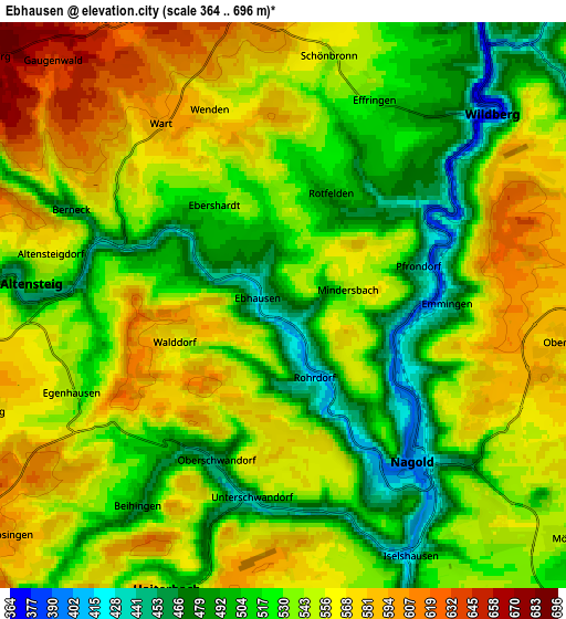 Zoom OUT 2x Ebhausen, Germany elevation map