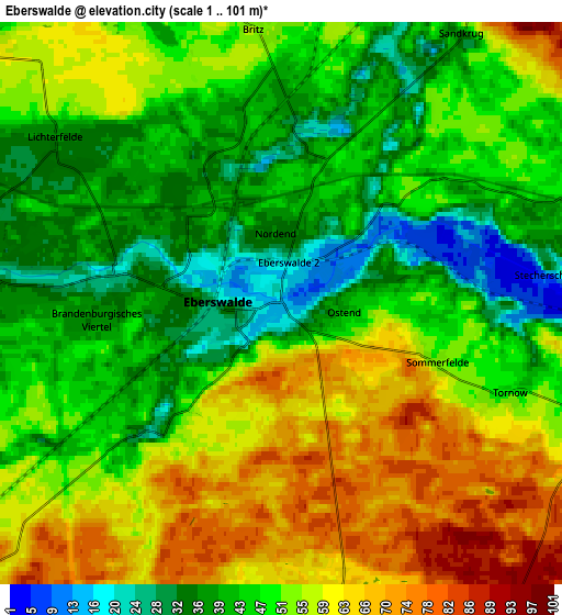 Zoom OUT 2x Eberswalde, Germany elevation map