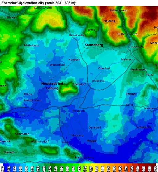 Zoom OUT 2x Ebersdorf, Germany elevation map