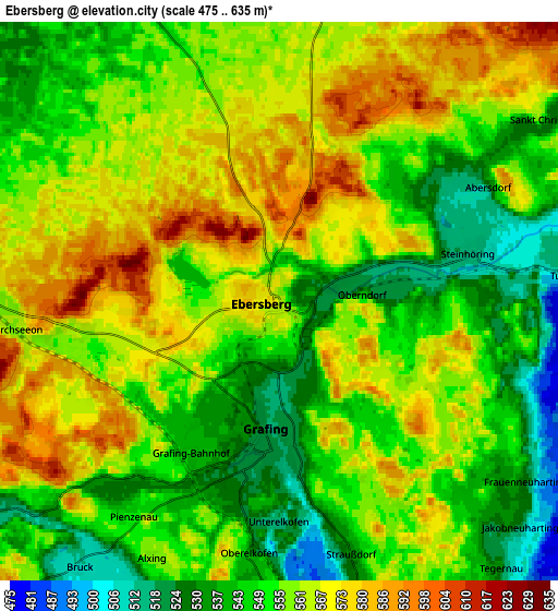 Zoom OUT 2x Ebersberg, Germany elevation map