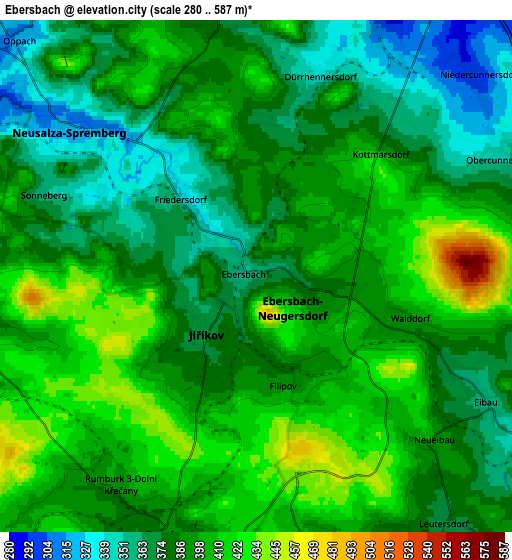 Zoom OUT 2x Ebersbach, Germany elevation map