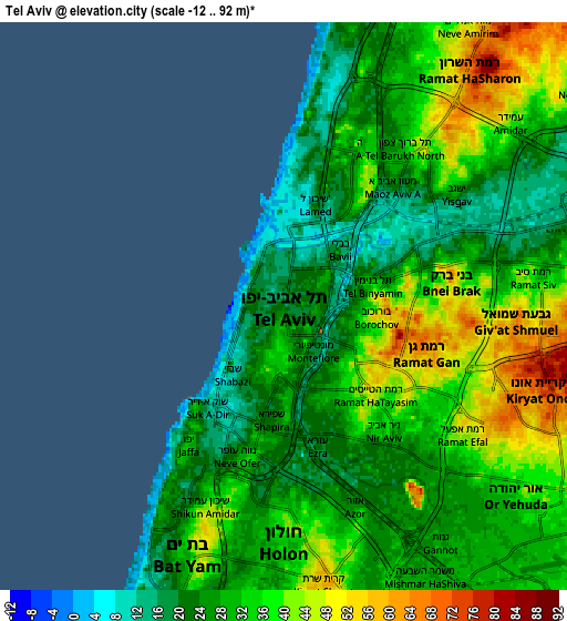 Zoom OUT 2x Tel Aviv, Israel elevation map