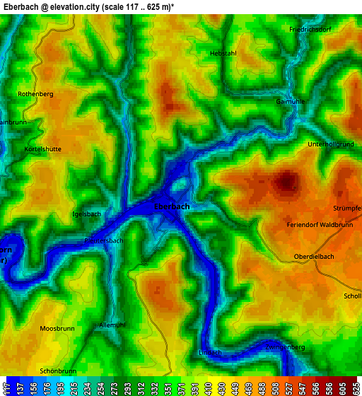 Zoom OUT 2x Eberbach, Germany elevation map