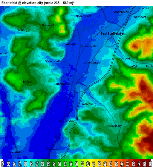 Zoom OUT 2x Ebensfeld, Germany elevation map