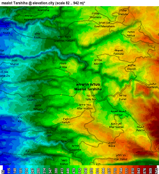 Zoom OUT 2x maalot Tarshīhā, Israel elevation map