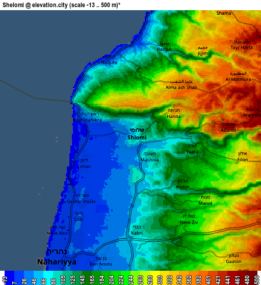 Zoom OUT 2x Shelomi, Israel elevation map