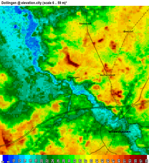 Zoom OUT 2x Dötlingen, Germany elevation map