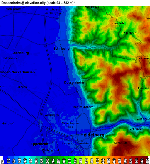 Zoom OUT 2x Dossenheim, Germany elevation map