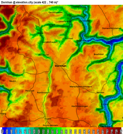 Zoom OUT 2x Dornhan, Germany elevation map