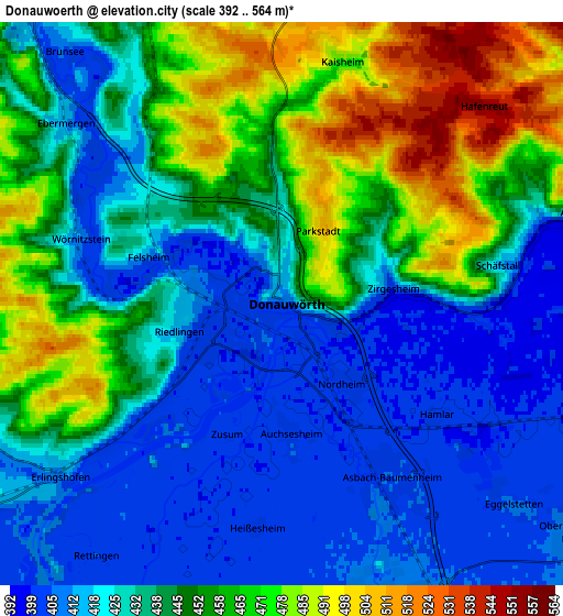 Zoom OUT 2x Donauwörth, Germany elevation map