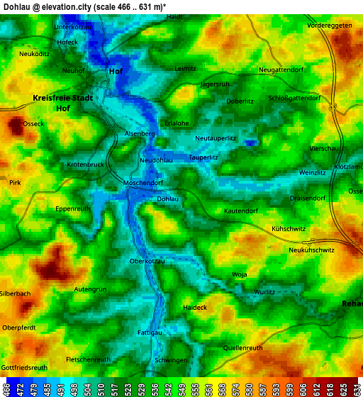 Zoom OUT 2x Döhlau, Germany elevation map