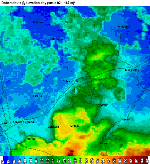 Zoom OUT 2x Doberschütz, Germany elevation map