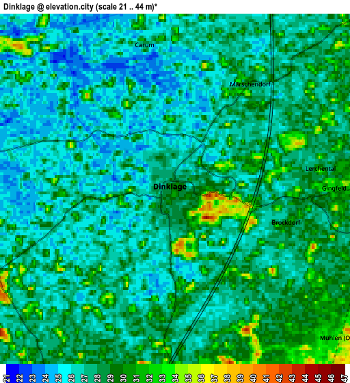 Zoom OUT 2x Dinklage, Germany elevation map