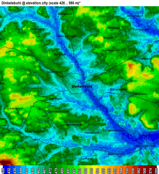 Zoom OUT 2x Dinkelsbühl, Germany elevation map