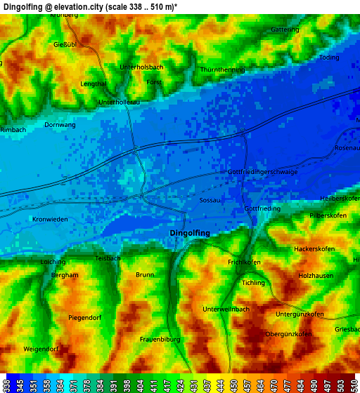 Zoom OUT 2x Dingolfing, Germany elevation map