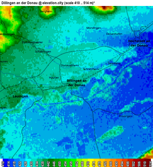 Zoom OUT 2x Dillingen an der Donau, Germany elevation map