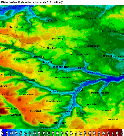 Zoom OUT 2x Dietenhofen, Germany elevation map