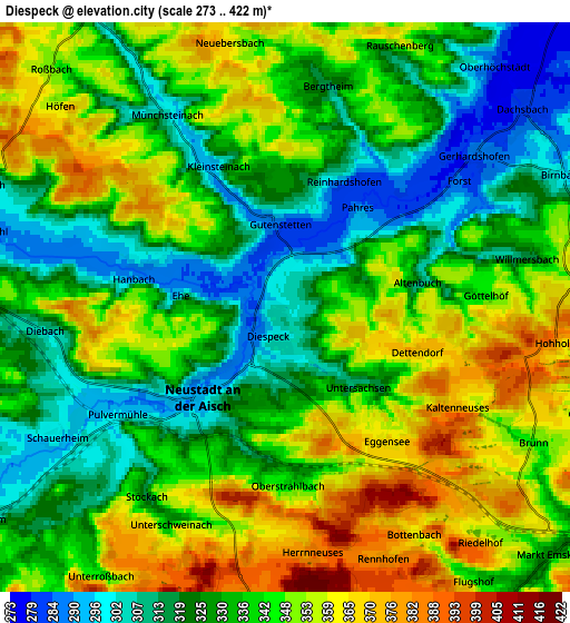 Zoom OUT 2x Diespeck, Germany elevation map