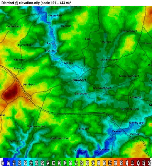 Zoom OUT 2x Dierdorf, Germany elevation map