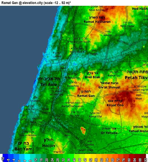 Zoom OUT 2x Ramat Gan, Israel elevation map