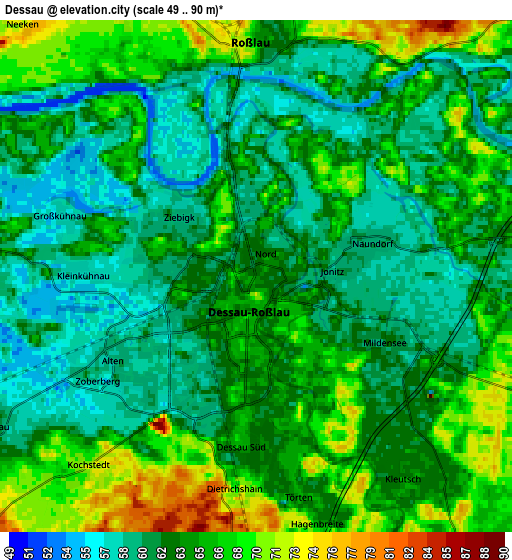 Zoom OUT 2x Dessau, Germany elevation map