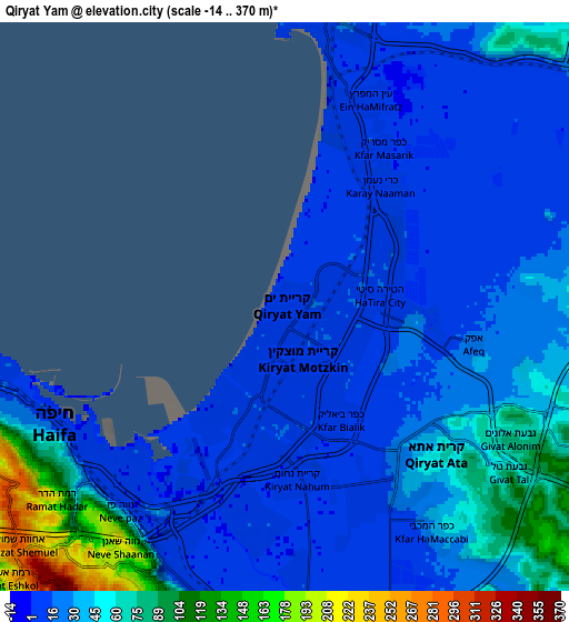 Zoom OUT 2x Qiryat Yam, Israel elevation map